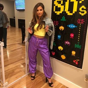 80s vintage purple puffer pants